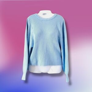 VICI | Baby Blue Bishop Sleeve Ribbed Knit Sweater (SIZE S)